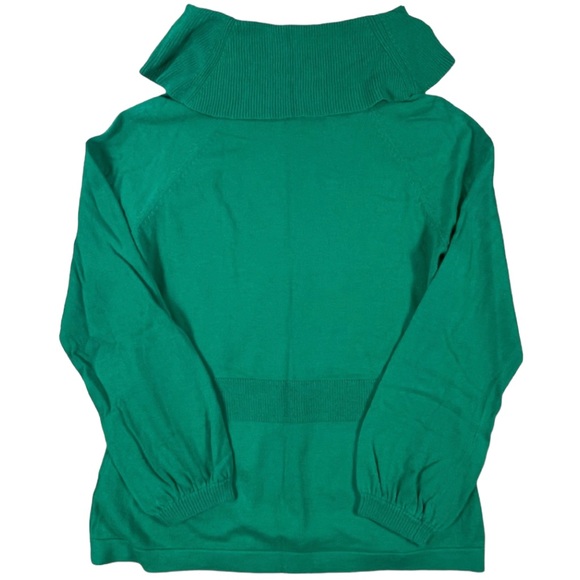 Jones New York size medium green sweater, fold down cowl neck, elastic wrists - Picture 5 of 11